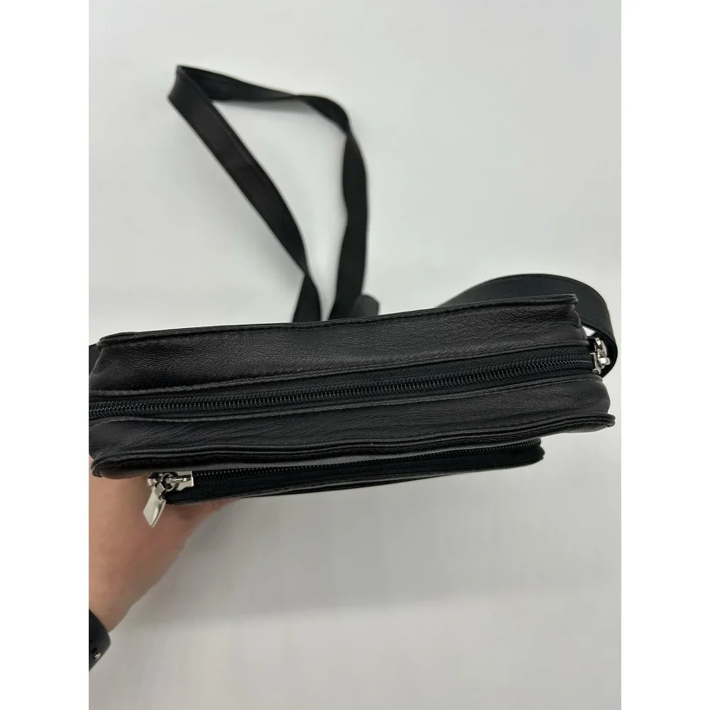 Pelle Studio Wilsons Black Leather Crossbody Bag Organizer Messenger Travel